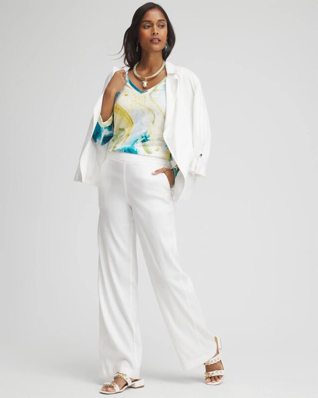 Linen Watercolor 3/4 Sleeve Tee - image 2